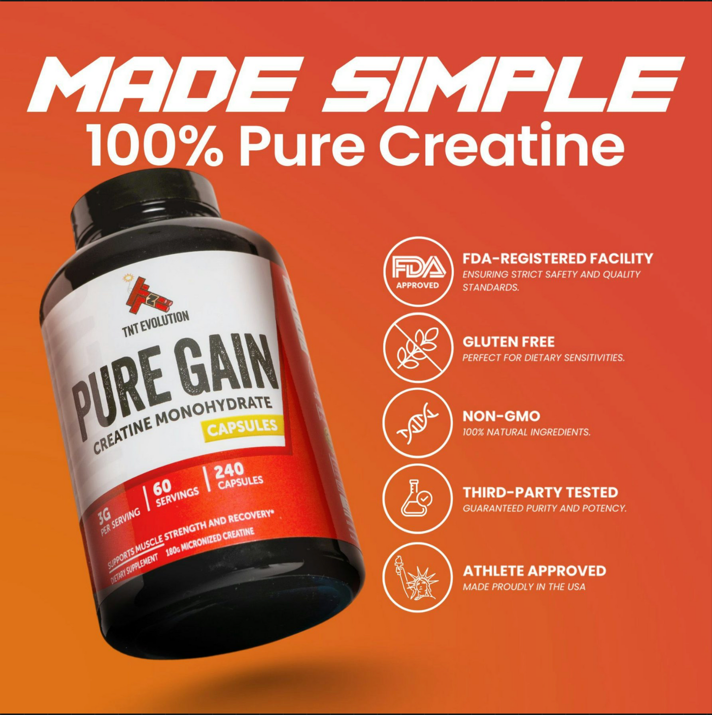 Creatine Monohydrate Capsules - 60 Servings